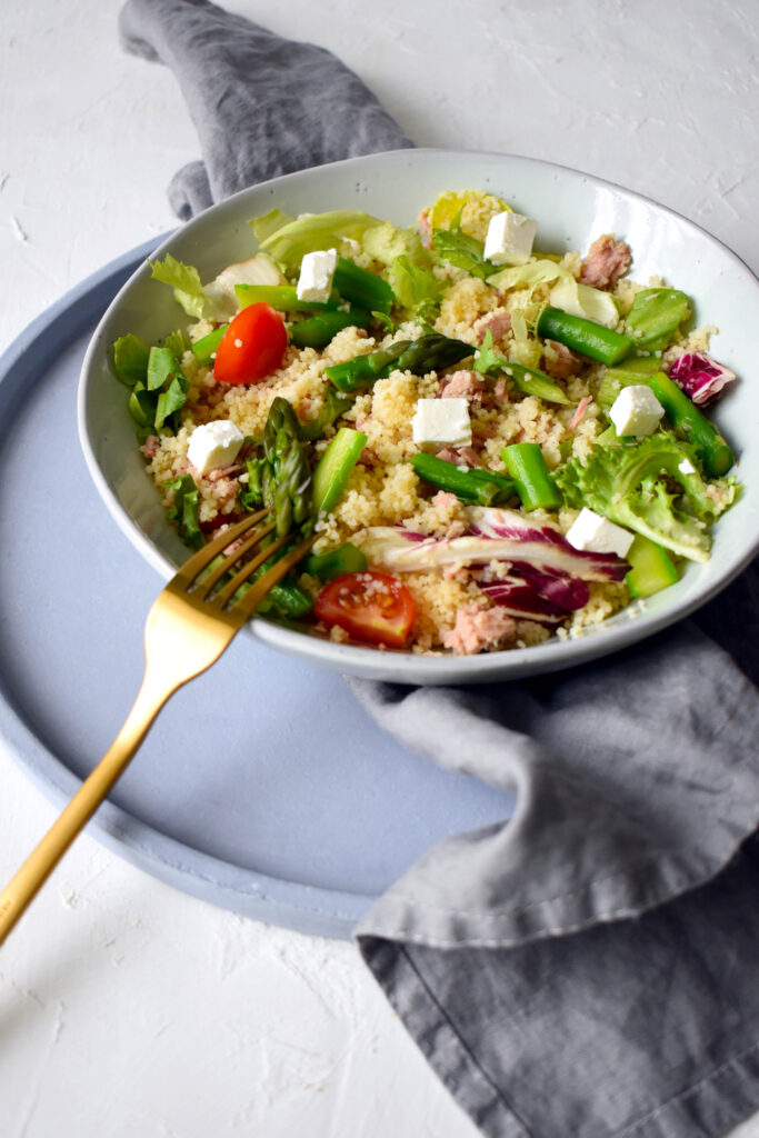 Tuna Couscous Salad with Asparagus for lunch