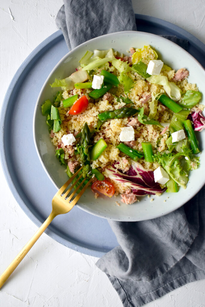 Tuna Couscous Salad with Asparagus - A light summer salad for lunch