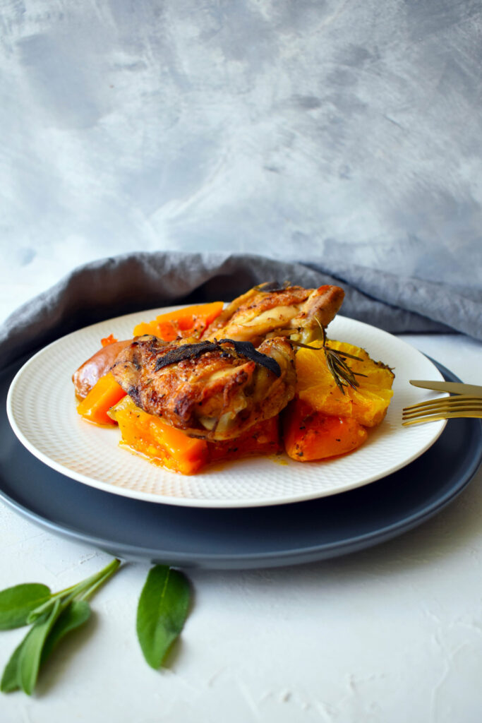 csirkecomb almával és sütőtökkel