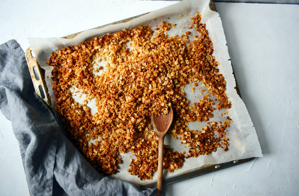 baking Homemade Coconut Granola