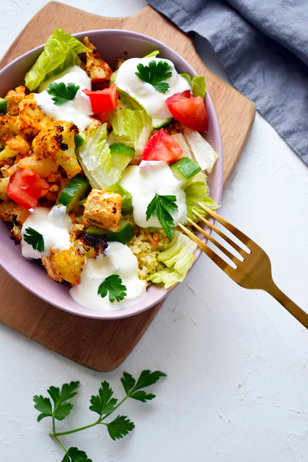 Vegetarian Bowl with Mediterranean Flavors: Cauliflower and Couscous