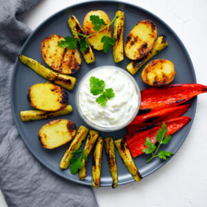 grillezett új burgonya, cukkini és palermo paprika