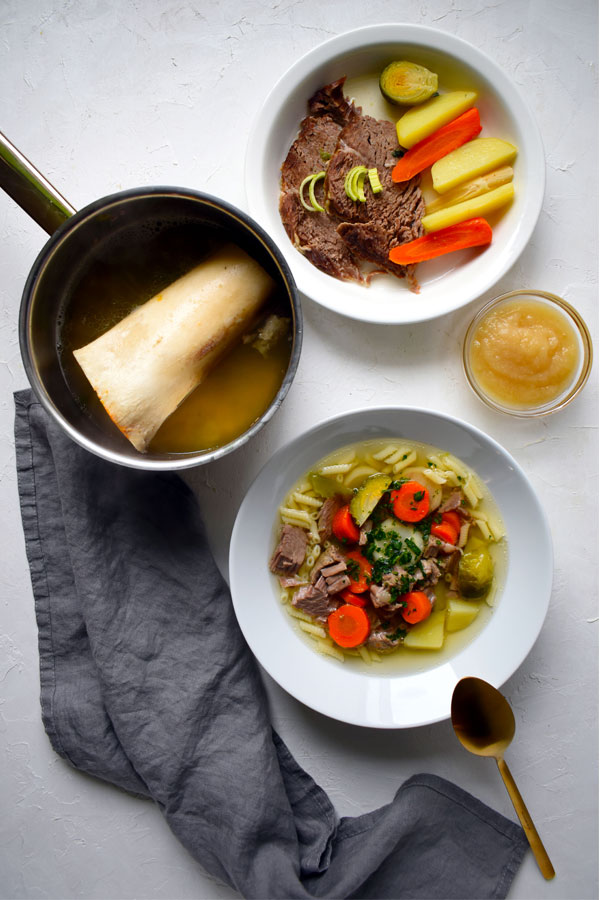 Beef broth with marrow bones
