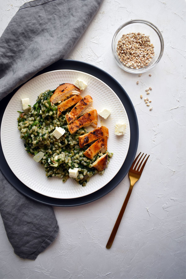 Roasted chicken breast with barley
