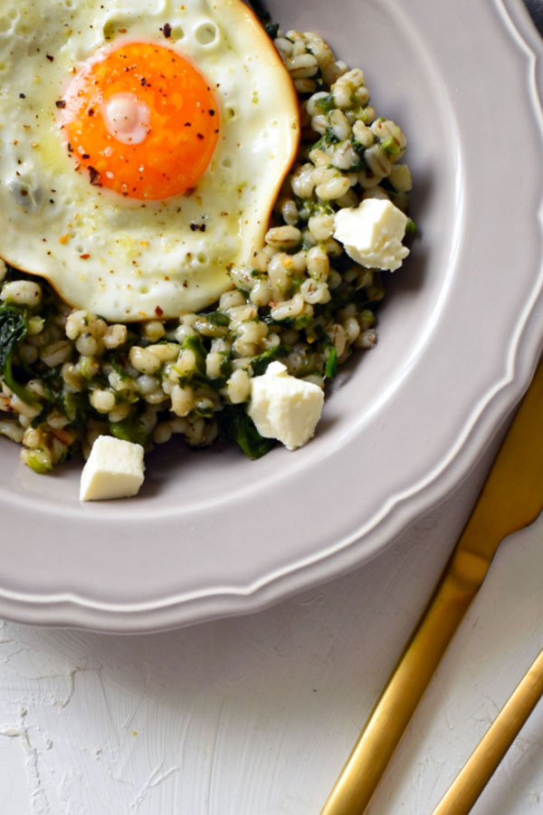 Spinach and feta barley