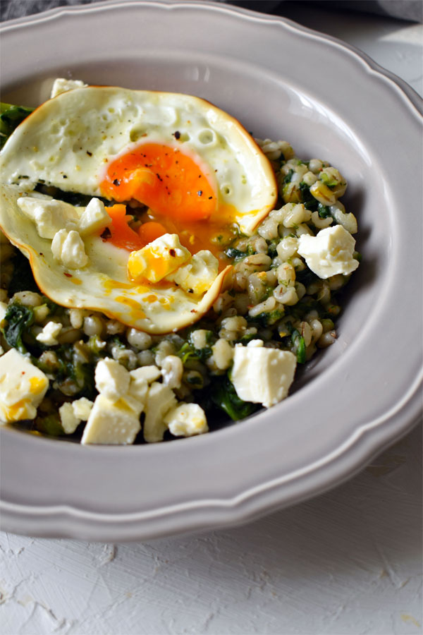barley with fried eggs