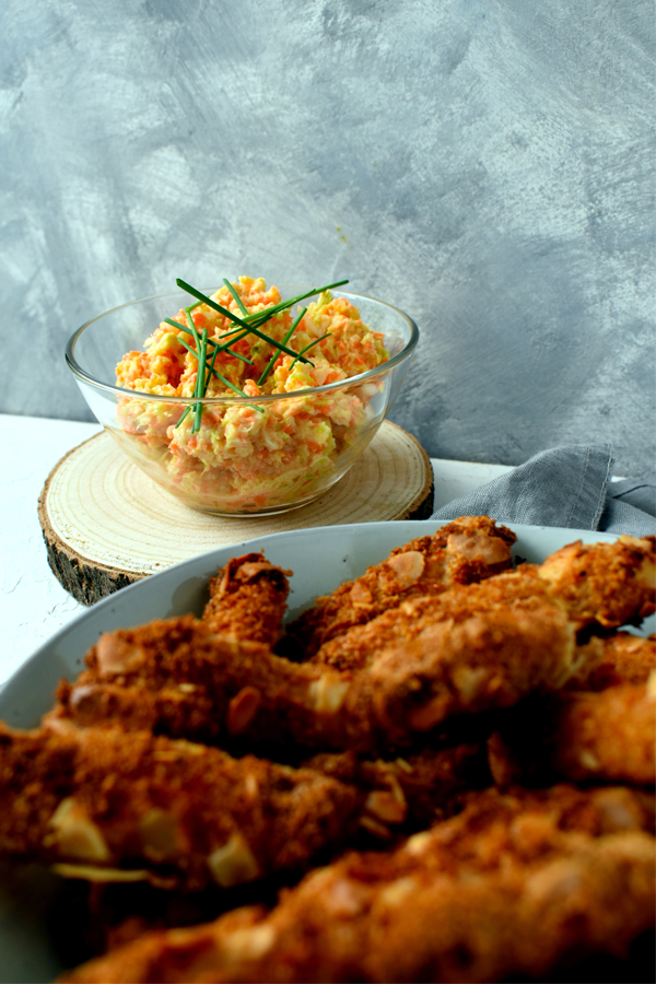 American coleslaw and fried meat