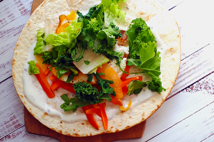 Vegetarian tortilla recipe with fried eggs