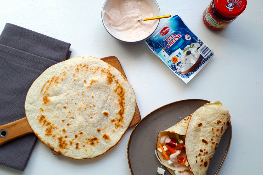 tortilla wrap and Hungarian sauce