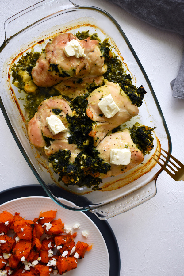 Stuffed chicken breast with spinach and feta cheese
