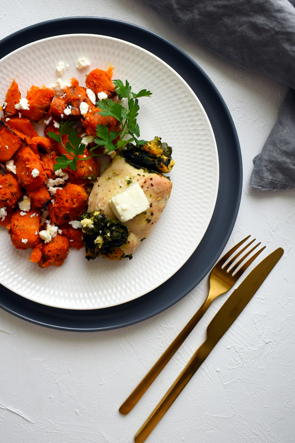 Stuffed chicken breast with roasted pumpkin