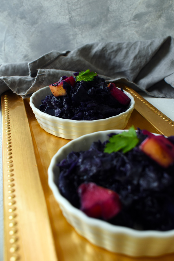 healthy steamed red cabbage