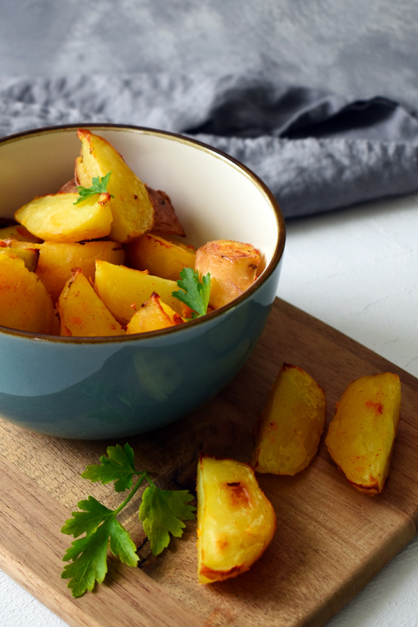 Roasted potatoes in a bowl