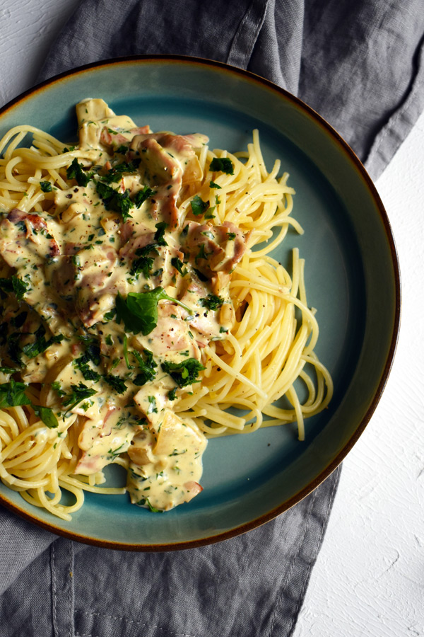 fitness style carbonara spaghetti