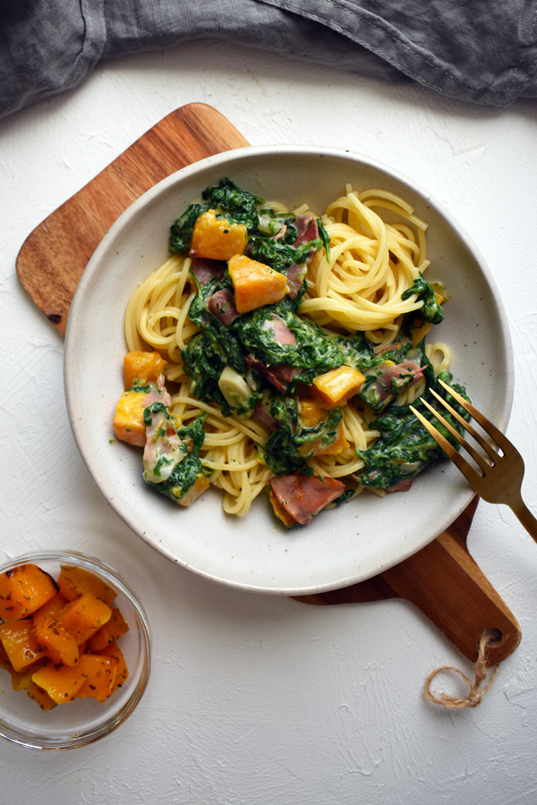 pumpkin spaghetti and spinach