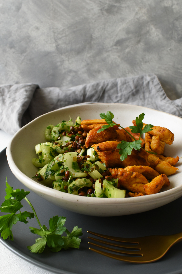Lentil salad with celery