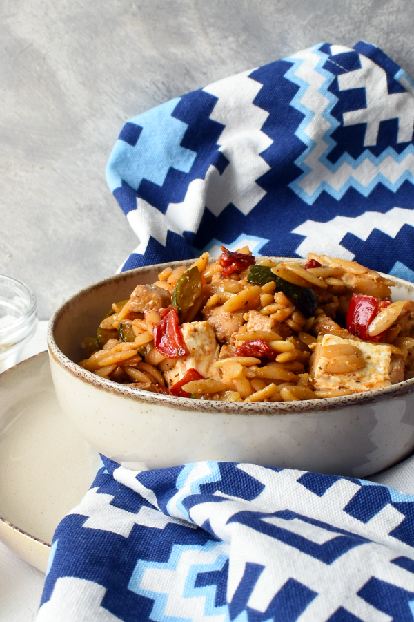 chicken and vegetable kritharaki pasta