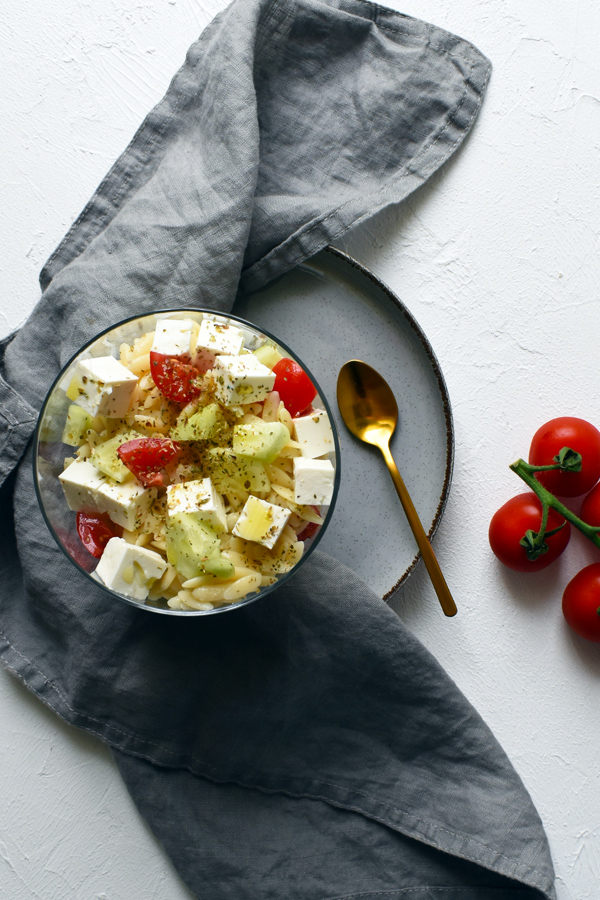 pasta salad in a glass