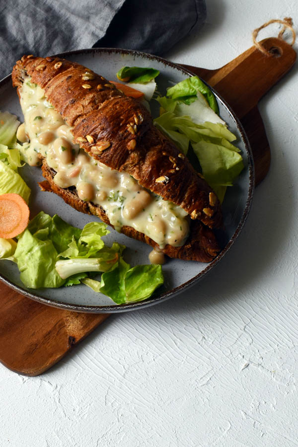 sandwich with white bean sauce