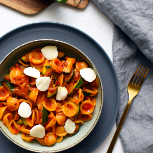 Orecchiette tészta ajvárral és cukkinivel