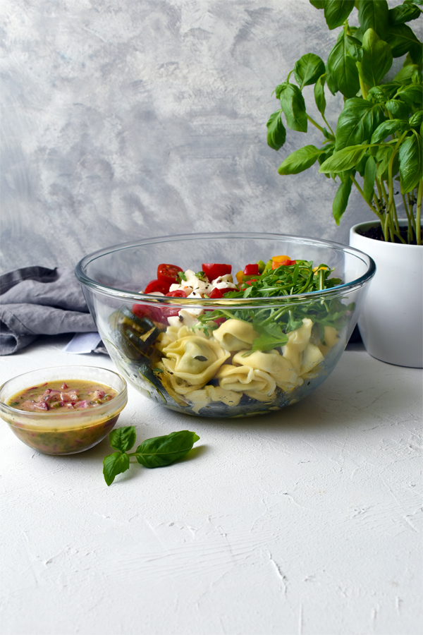pasta salad with Basil Vinaigrette Dressing