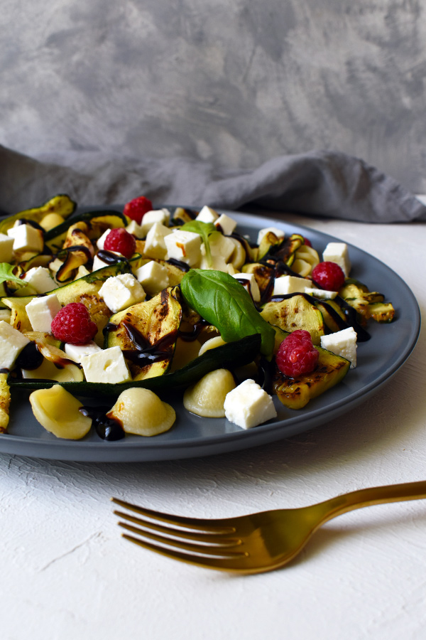 Zucchini Salad with Raspberries and Feta