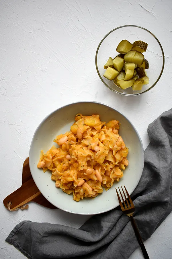 Pasta with fermented cucumbers